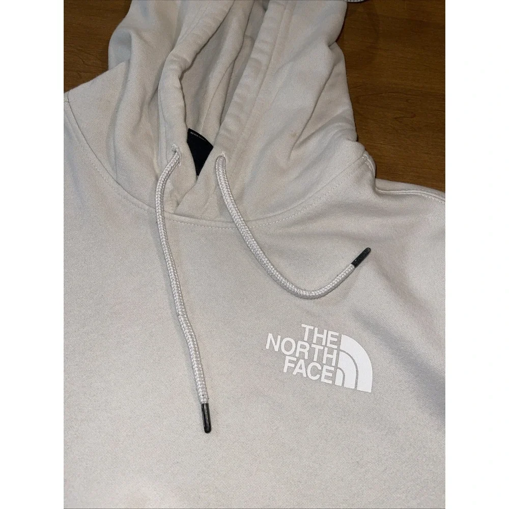 The North Face Hoodie Pullover Sweater Men L Ivory Long Sleeve Kangaroo Pocket